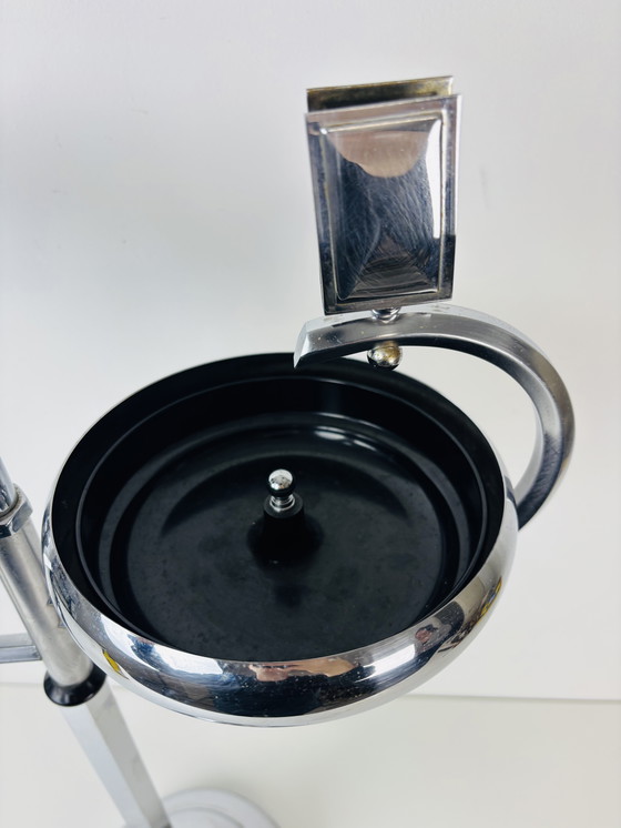 Image 1 of Vintage Art deco chrome staande asbak rooktafel