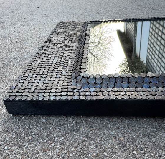 Image 1 of Brutalist style studded mirror from the 1950s