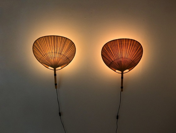 Pair of “Uchiwa” Wall Lamps by Ingo Maurer for M Design, 1970s – Wall lights, Paper, Bamboo (photo 2 of 13)