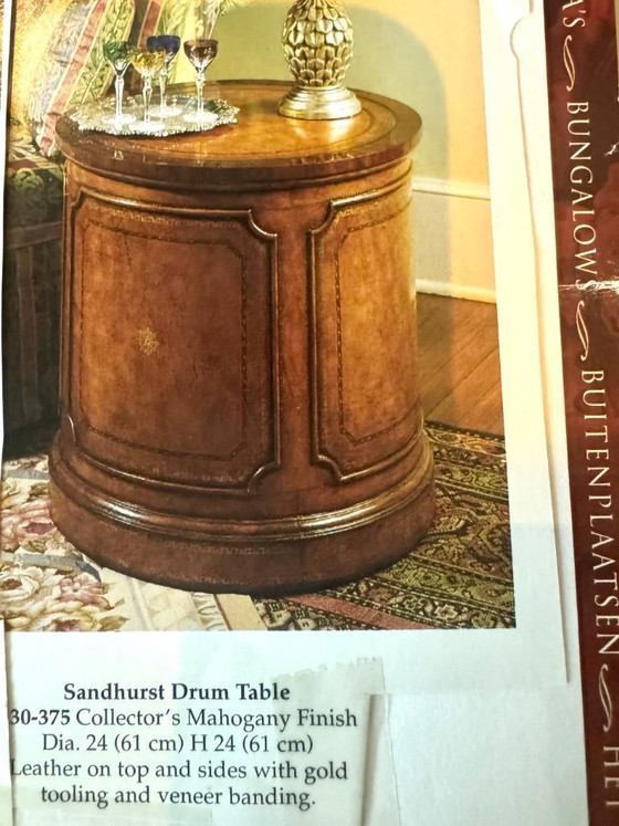 Sandhurst Drum Table – Exclusive English Side Table | Mahogany & Leather – Wood (photo 7 of 7)