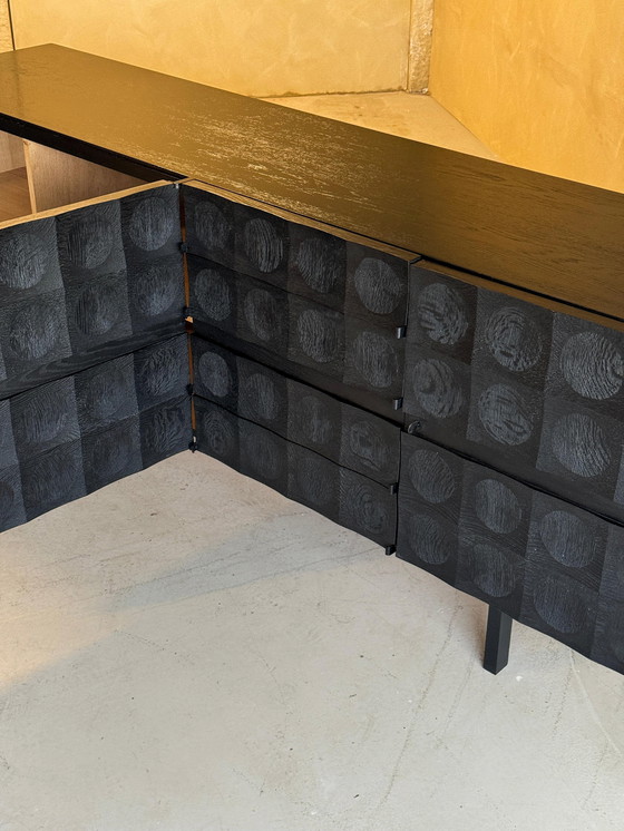 Image 1 of Brutalistisch dressoir in zwart gebeitst eiken van J. Batenburg voor MI België
