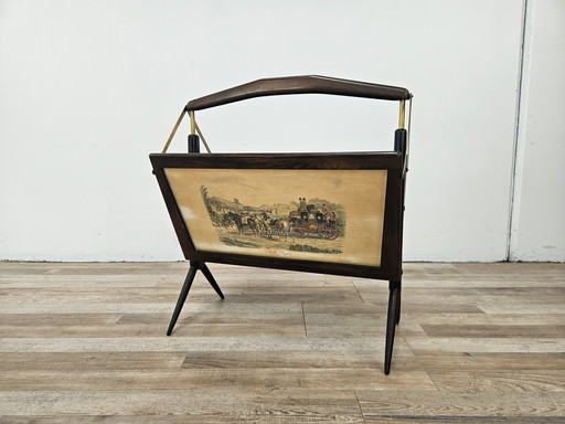 Magazine Rack by Ico Parisi from the 1950s in Wood and Brass
