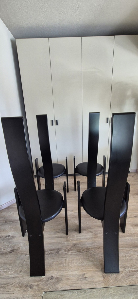 Image 1 of Set of 4 Original “Golem” Chairs by Vico Magistretti for Poggi – Black