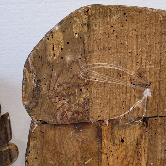 Image 1 of Paire de chérubins en haut-relief, bois polychrome, XVIIIe siècle - Espagne