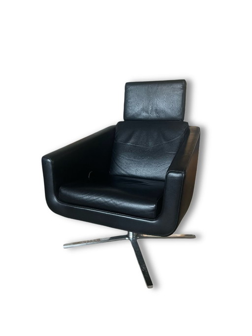 Poltrona girevole FSM Pavo Relax con poggiapiedi in pelle