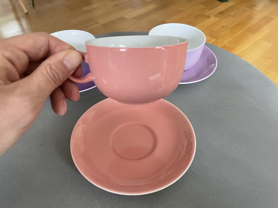 Image 1 of Kop en schotel Arzberg en Douwe Egberts kleur