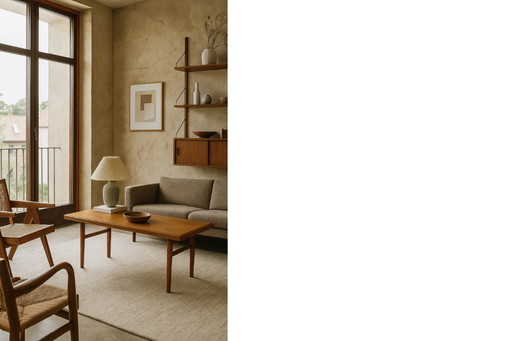 Vintage Mid-Century Danish Modern Long Brown Teak Coffee Table, 1960s