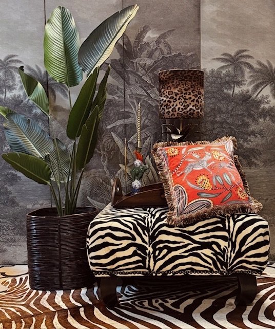 Image 1 of Zebra Dusche Ottomane Fußhocker Pouf Pouf Couchtisch