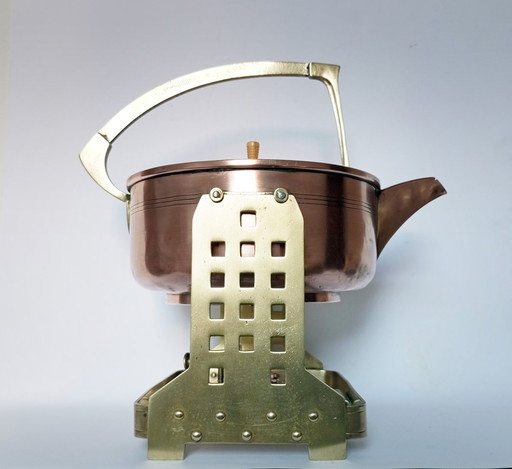 Jan Eisenlöffel Secessionist/Art-Nouveau Brass And Copper & Ivory Water/Tea Kettle 1905