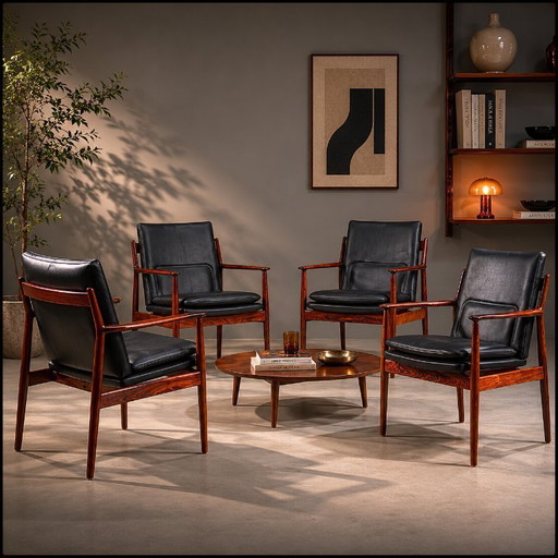 Dänische Modell 431 Sessel aus Leder von Arne Vodder für Sibast Møbler, 1960er, 4er-Set