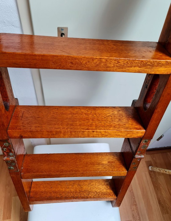 Image 1 of Antieke kajuit trap jachtboot trap ladder hout met koper