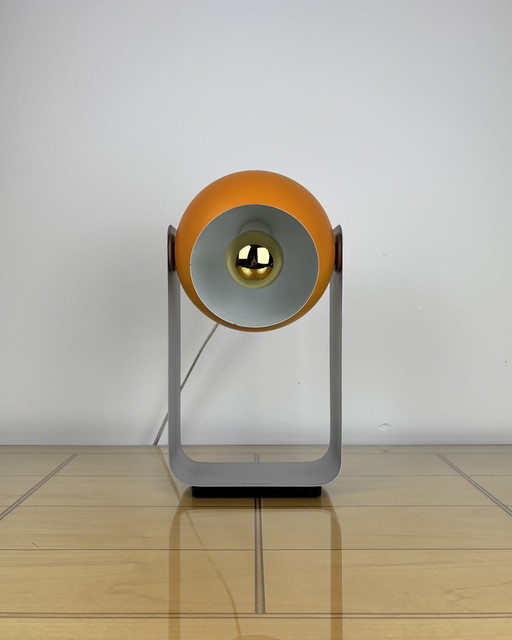 Table Lamp, Massive, Metal, Eyeball, Space Age, Sputnik design, UFO, Orange Retro Style Eyeball Lamp, Industrial Design
