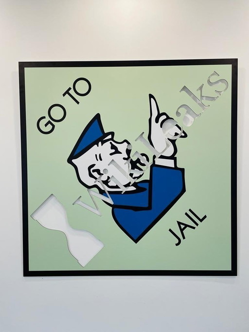 HARISSART - Monopoly Ga naar de gevangenis Wikileaks - Aluminium plaat