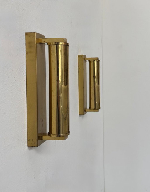 Coppia di lampade da parete vintage moderne regolabili, ottone, Francia 1970