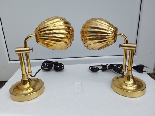 2 shell lamps gold color HANS KÖGL style shell model