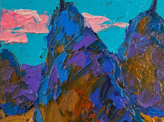 Image 1 of Original Oil Painting Nature Field Landscape Warm spring day