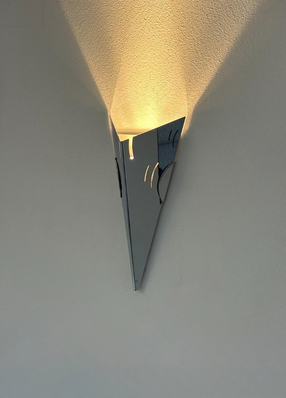 Image 1 of Coppia di applique vintage, metallo cromato, Francia, 1980