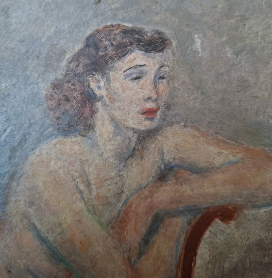 Image 1 of George Creten – Intimes Porträt einer Frau – Öl auf Papier auf Holz
