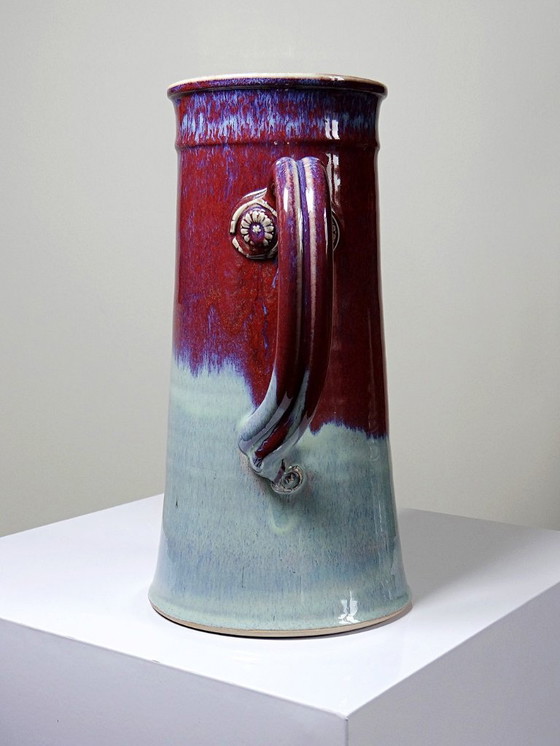 Image 1 of Grand broc grès d'art de lévéjac Michel Goldstyn émail sang de boeuf flammé