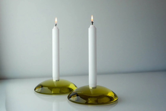 Image 1 of Bougeoirs en verre par Anne Nilsson pour Kosta, années 2000, set de 2