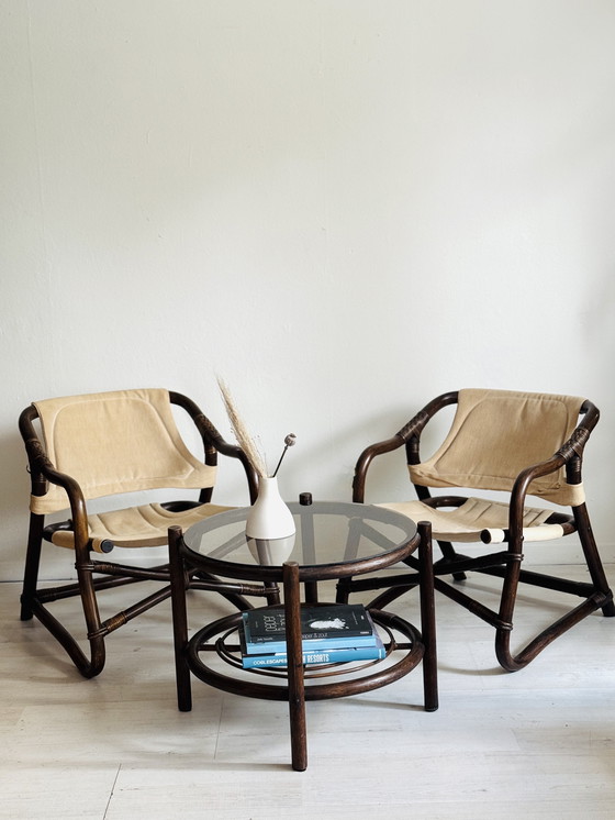Image 1 of St Ikea Espri safari chairs plus table 1970s
