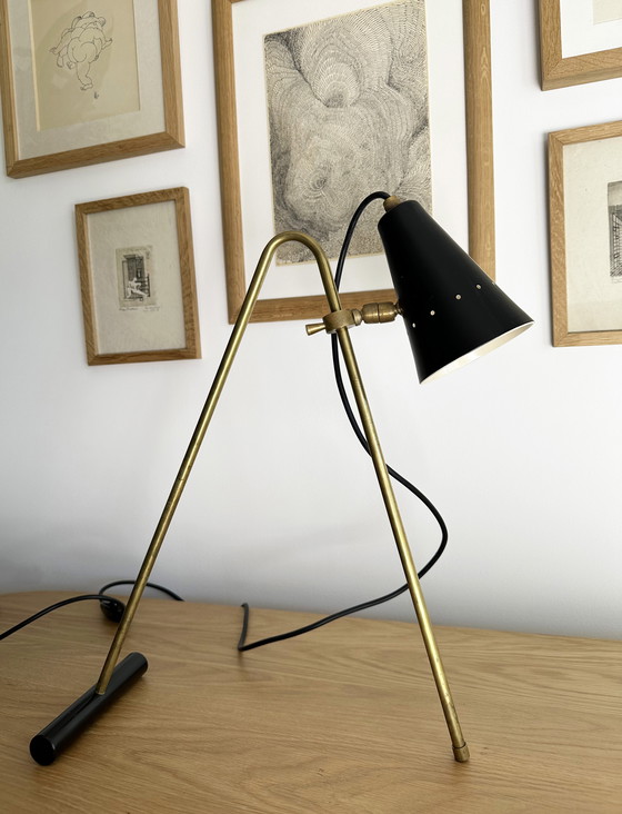 Image 1 of Large Italian Brass Table Lamp 50's Design