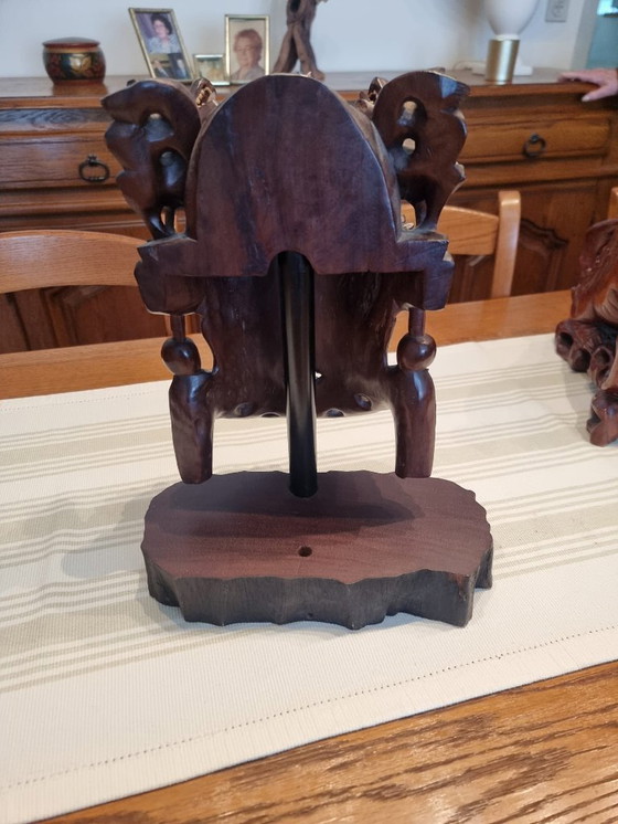 Image 1 of 3 Japanse Rozenhout Beelden Krijgers Met Honddraak