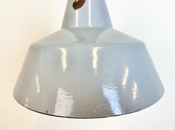 Image 1 of Industrial Grey Enamel Factory Pendant Lamp, 1960s