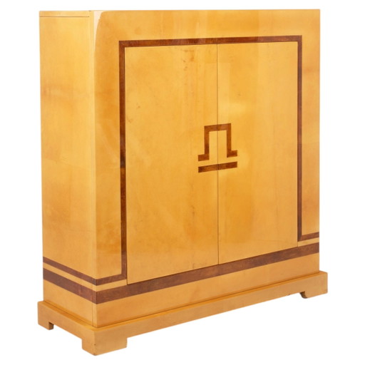 Giorgio Tura & Nucci Valsecchi Mod. 2047 Meuble Bar en Parchemin de Peau de Chèvre pour Tura