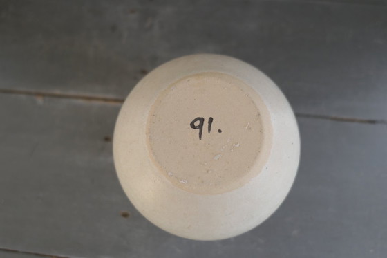 Image 1 of Vintage set of round vases in cream and brown tones