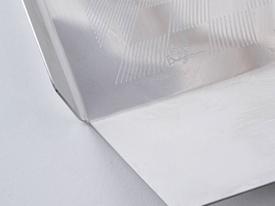 Image 1 of Bandeja de acero inoxidable, diseño italiano, década de 1970, fabricada en Italia.