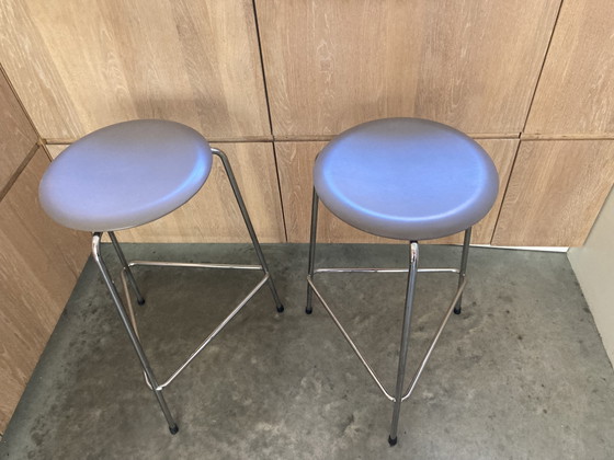 Fritz Hansen Dot Hoher Leder Barhocker – Leather, Chrome (photo 9 of 9)