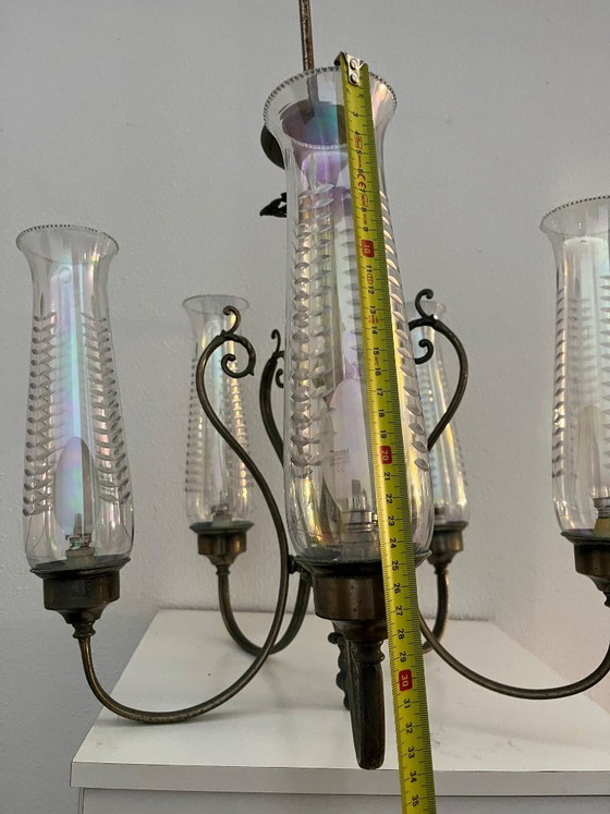 Image 1 of Vintage kroonluchter en wandlamp set