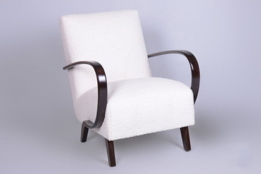 Fauteuil Art Déco restauré, par J. Halabala, UP Závody, Modèle C, Tchèque, années 1940 – Textile, Wood