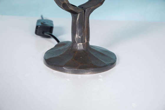 Image 1 of Brutalist table lamp 70s vintage bronze table lamp