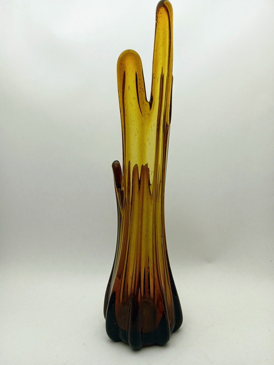 Image 1 of Vintage French Amber Glass Vase