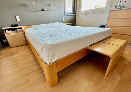 Auping 'Auronde' bedcombinatie+nachtkastjes+aanhaak tafeltjes