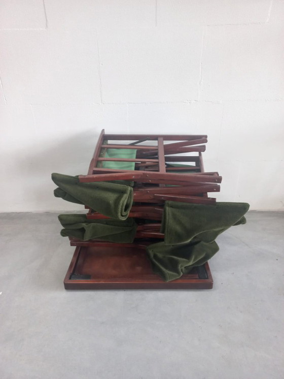 Image 1 of Unique and Rare 1950s Green Brothers 'Foldable' Directors' Chairs Bridge Table Set