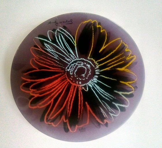 Image 1 of Andy Warhol Pop-Art 'Gänseblümchen' Rosenthal Studio Lila Glas Ornament Teller 1980er Jahre