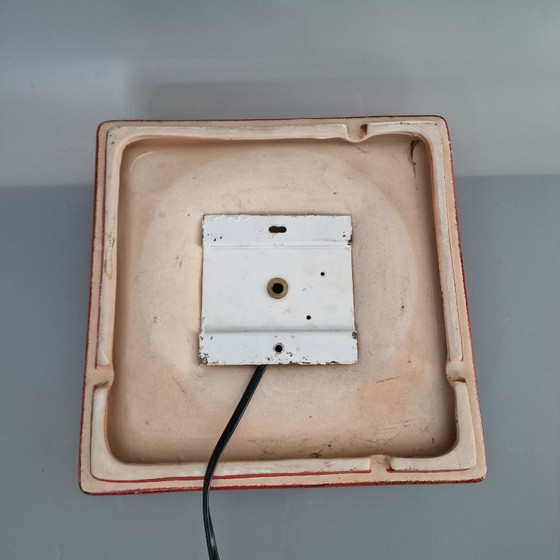 Image 1 of Vintage Square Red Wall Lamp - Ceramic, Orange/Red Glaze, Germany 1970s, Hustadt Leuchten, E27