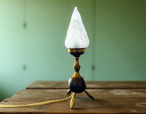 Mid Century Modern space age brass tripod table lamp