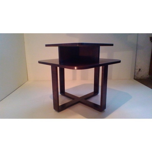 Table basse rectangulaire vintage en bois courbé par Jindrich Halabala, 1940