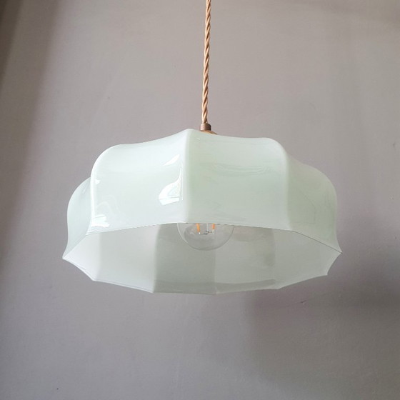Vintage Franse Hanglamp - Pastel Groen Opaline Glas – Hanglampen (photo 7 of 16)