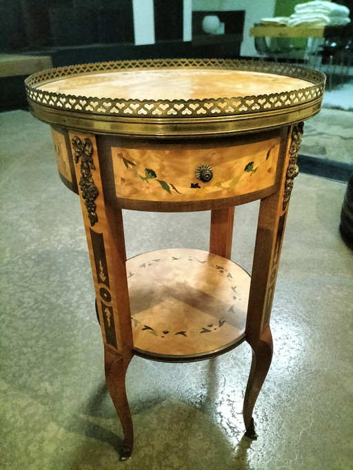 Magnificent Louis XVI style marquetry pedestal table