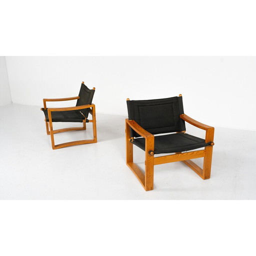 Paar vintage "Safari" fauteuils van Børge Jensen voor Bernstorffsminde Møbelfabrik, Denemarken 1960