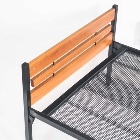 Mid-century vintage single bed or daybed. Produced by Dico Holland. Netherlands, 1970s., Metal, Wood, Black (photo 6 of 8)