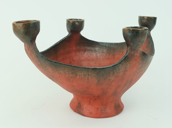 Image 1 of outstanding danish modern ceramic bowl with candle holders conny walther denmark 1960s 70s danish studio pottery