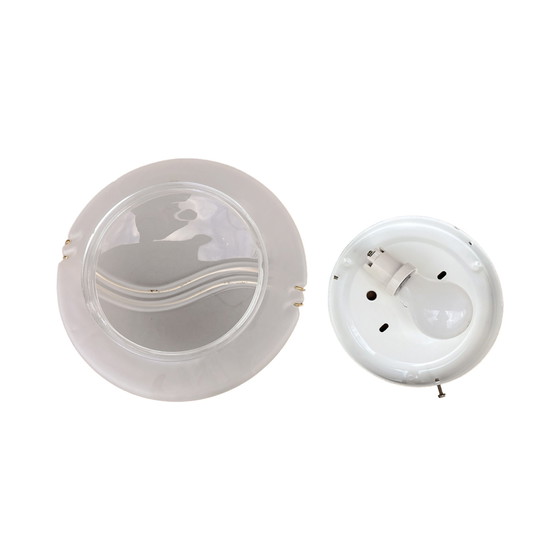 Image 1 of Hollywood Regency Metall-Lux-Glas-Deckenleuchte Italien 1980er Jahre