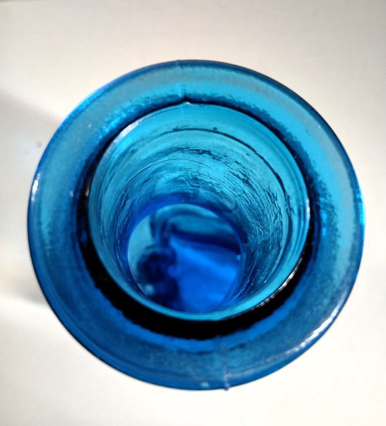 Vintage Italian Cat Decanter – Blue Empoli Glass (37 cm) – Glass & Decanter, Plastic (photo 15 of 16)