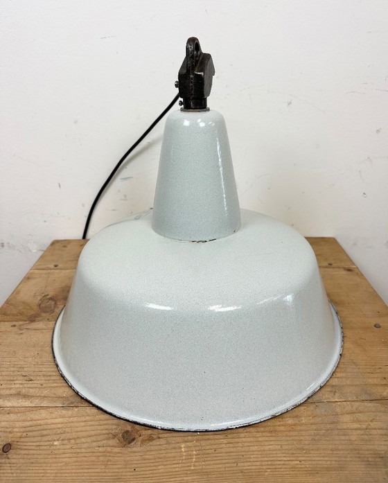 Image 1 of Large Industrial Grey Enamel Factory Pendant Lamp from Zaos, 1960s